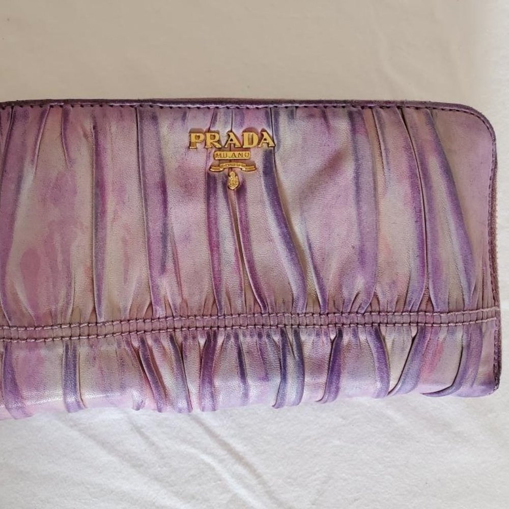 Prada metelasse leather wallet beige pink purple gray ivory blue tiedyed edition - Picture 2 of 12